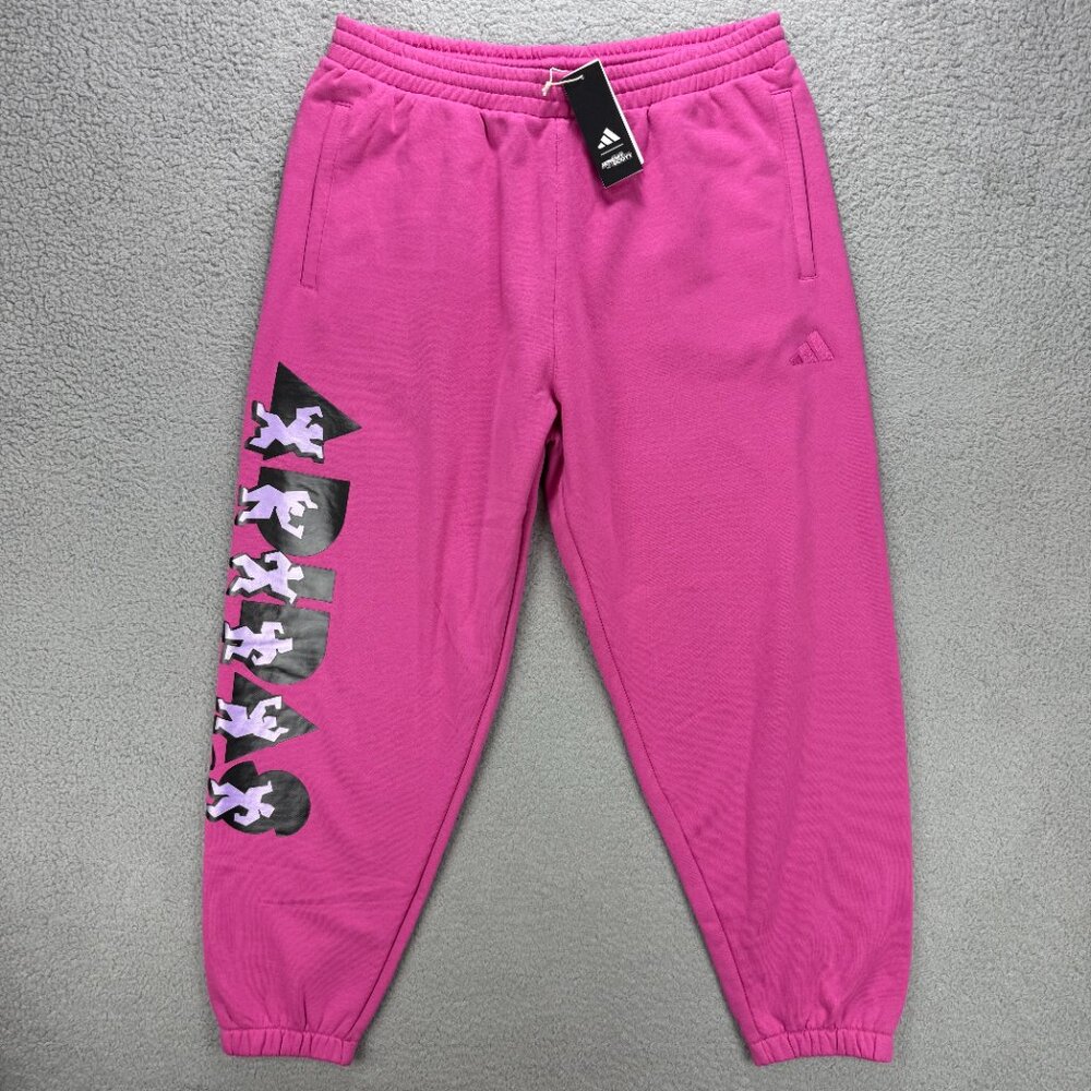 Adidas Jeremy Scott Pants Mens Extra Large XL Pink Sweatpants Fleece Joggers